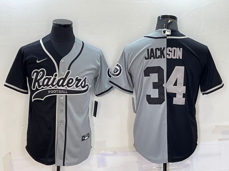 Men Oakland Raiders 34 Jackson Black grey 2022 Nike Co branded NFL Jerseys